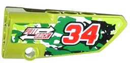 Technic, Panel Fairing # 4 Small Smooth Long, Side B with Red Number 34, 2 White Arrows and 'PULL BACK' Pattern (Sticker) - Set 42027