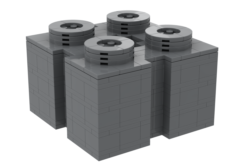 Lego Upscaled 2x2 Brick with Channels/Grooves and Axle Hole