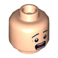 Minifig Head ACU Trooper, Eyebrows, Wide Eyes, Open Mouth, Teeth and Tongue, Surprised Print [Hollow Stud] / Light Nougat