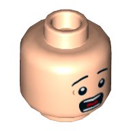 Lego Minifig Head ACU Trooper, Eyebrows, Wide Eyes, Open Mouth, Teeth and Tongue, Surprised Print [Hollow Stud] / Light Nougat