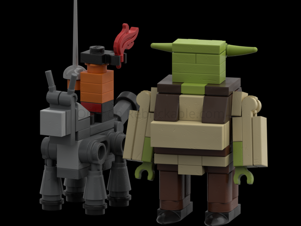 Lego Minifig-Scale Shrek, Puss in boots, and Donkey