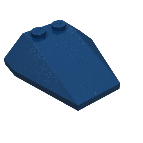 Lego Brick Wedged, Sloped 4 x 4 Triple, No Stud Notches / Dark Blue
