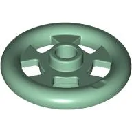 Plate Special Round 1 x 1 Stud with 3 x 3 Ring Around / Sand Green