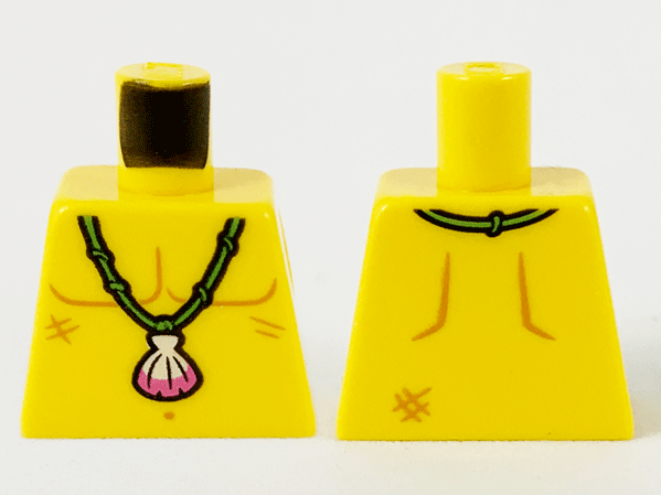 Lego Torso Bare Chest Outline, Medium Nougat Scars and Bright Green Necklace with Shell Pattern