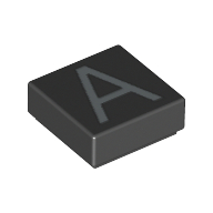 Lego Tile 1 x 1 with letter Capital A Print / Black
