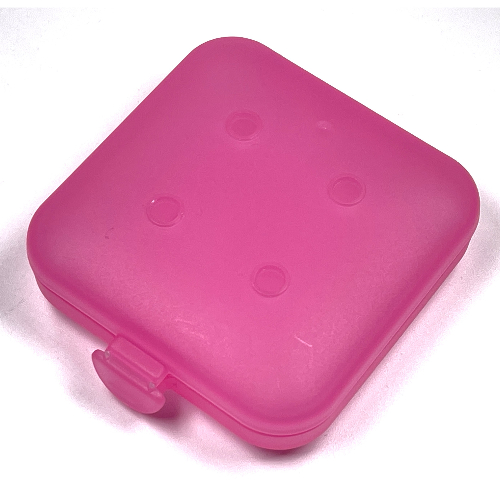 Lego Clikits Container Box, Square with 2 x 2 Holes Arrangement - Hinged / Trans-Dark Pink