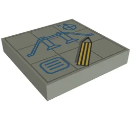 Tile 2 x 2 with Blueprints and Pencil Print / Light Gray