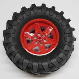 Wheel 56mm D. x 34mm Technic Racing Medium, 6 Pin Holes with Black Tire 107 x 44R (15038 / 23798) / Red