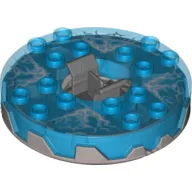 Turntable 6 x 6 Flat Silver Round Base Serrated with Electric Bolts Print / Trans-Dark Blue
