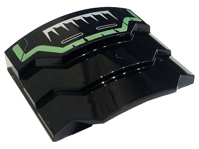 Lego Wedge 4 x 3 Stepped No Studs with Sand Green Stripe and Silver Spikes Pattern (Sticker) - Set 71736