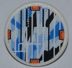 Lego Road Sign 2 x 2 Round with Clip with Solar Panel Pattern (Sticker) - Set 7648