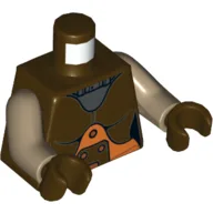 Torso Space Jumpsuit with Orange Belt and Silver Neck Plate Print (Hera Syndulla), Dark Tan Arms, Dark Brown Hands / Dark Brown