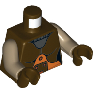 Lego Torso Space Jumpsuit with Orange Belt and Silver Neck Plate Print (Hera Syndulla), Dark Tan Arms, Dark Brown Hands / Dark Brown