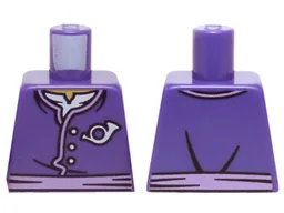 Torso Ninjago Jacket with Three White Buttons, Medium Lavender Belt, White Undershirt and Mail Horn Symbol Pattern / Dark Purple