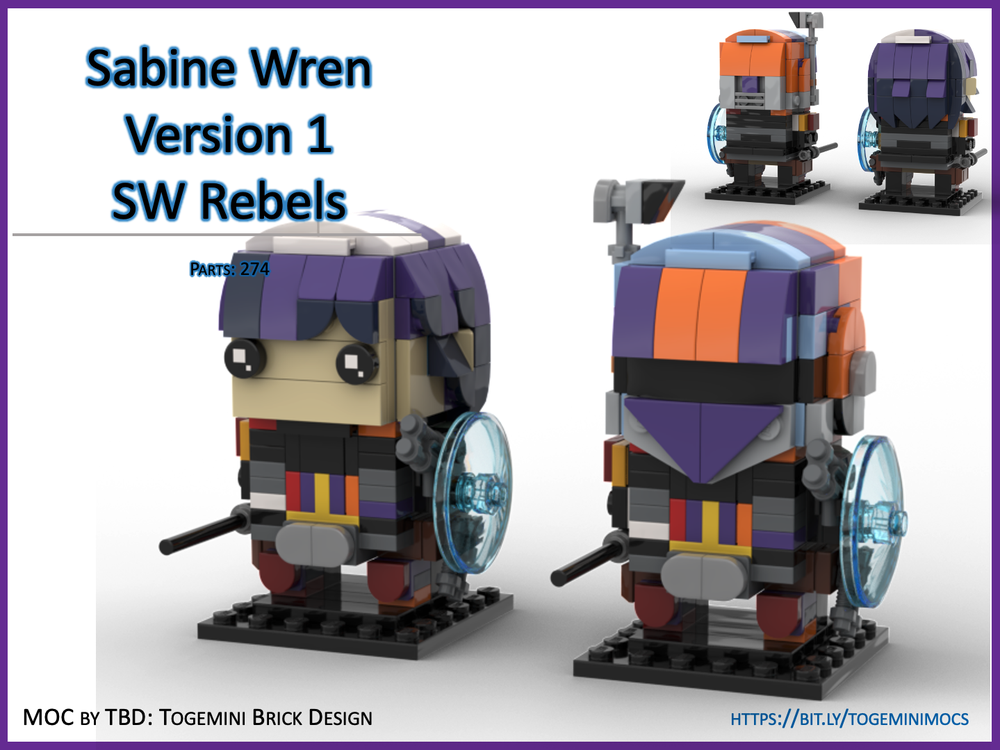 Lego Sabine Wren with optional helmet - Version 1 - SW Rebels Brickheadz