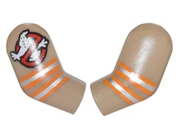 Arm, (Matching Left and Right) Pair with Ghostbusters Logo and Orange and Silver Stripes Pattern / Dark Tan