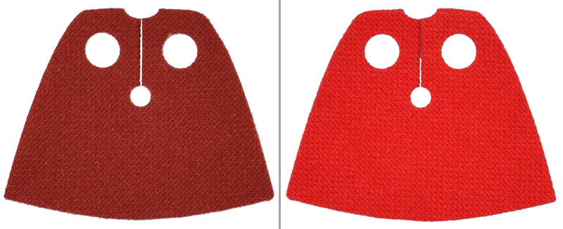 Lego Minifigure Cape Cloth, Very Short - Spongy Stretchable Fabric with Dark Red and Red Sides