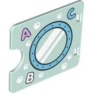 Duplo Door / Window with Cutout (Semi Oval) with Porthole, Bubbles, '1, 2, 3' Print / Light Aqua