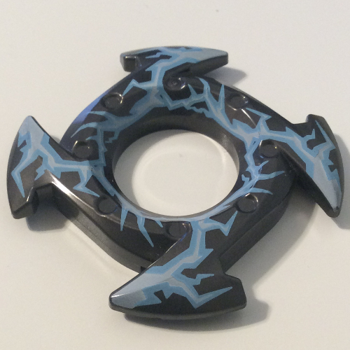 Lego Ring 4 x 4 with 2 x 2 Hole and 4 Arrow Ends with Lightning Print (Ninjago Spinner Crown)