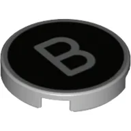 Tile Round 2 x 2 with 'B' on Black Background Print / Light Bluish Gray