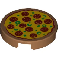 Tile Round 2 x 2 with Pizza 12 Pepperoni Print / Medium Nougat