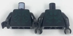 Torso Alien with Dark Green Armor Scales Pattern / Black Arms / Black Hands