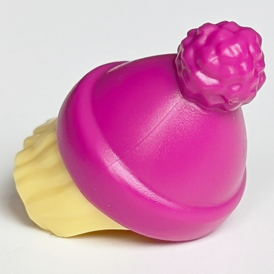 Lego Hair and Hat, Magenta pattern with Hair Straight Shoulder Length / Bright Light Yellow