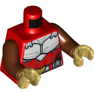 Torso, Armor, White Chest Plate, Belt with Gold Buckle Print, Reddish Brown Arms, Pearl Gold Hands / Red