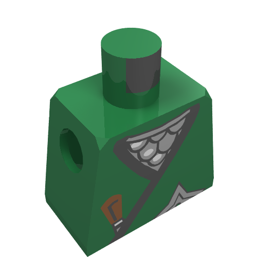 Lego Torso Ninja Wrap, Dark Gray Dagger, Gold Star, Gold Scale Mail Print, Green Arms, Yellow Hands / Green