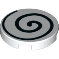 Tile Round 2 x 2 with Black Spiral Print