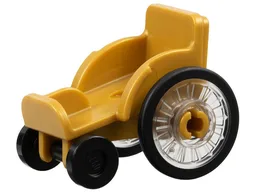 Mini Doll, Utensil Wheelchair with Trans-Clear Wheelchair Wheels with Technic Pin Hole and Black Trolley Wheels (2135 / 80441pb01 / 2496)