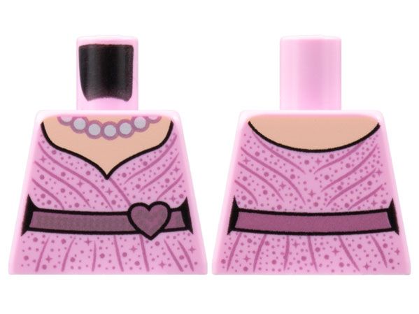 Lego Torso Dress, Metallic Pink Heart Belt and Trim, Pearls Pattern