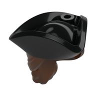 Lego Hair and Hat, Pirate Hat Tricorne Reddish Brown with Ponytail / Reddish Brown