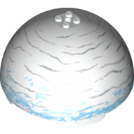 Lego Dome Hemisphere 11 x 11 with 2 x 2 Studs on Top and Hoth White / Medium Blue / Light Bluish Gray Planet Print [75009] / White