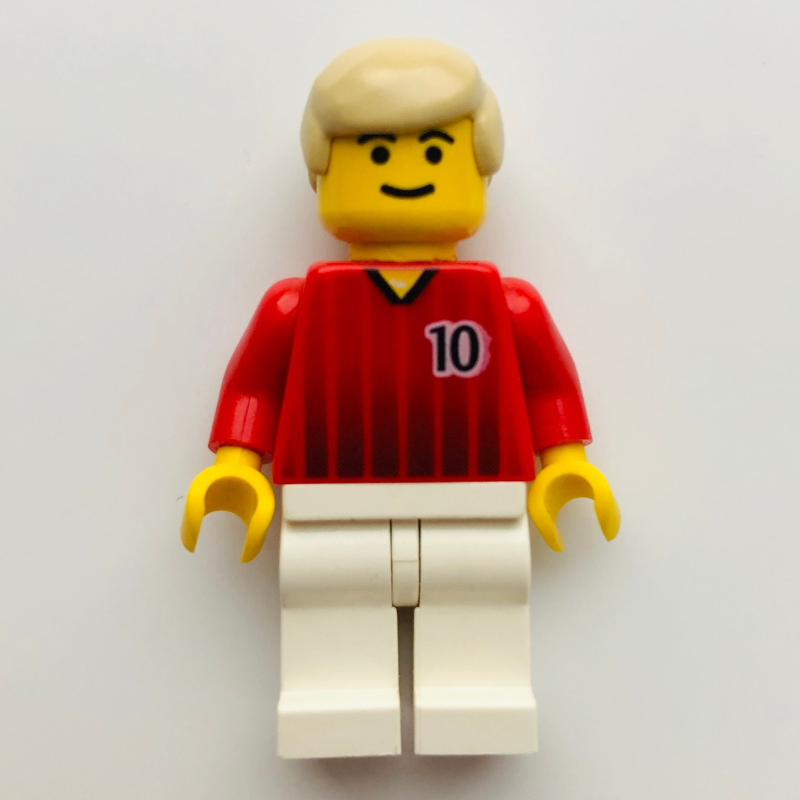 Lego Soccer Player Red Torso, White Legs #10