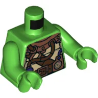 Torso Turtle Shell with Gauge and Purple Diving Bottles Print, Bright Green Arms and Hands / Bright Green