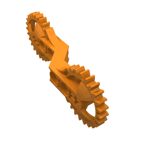 Lego Technic Arm 1 x 7 x 3 with Gear Ends / Orange
