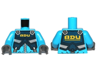 Lego Torso Alien Conquest ADU Soldier with Protection Vest Pattern / Dark Azure Arms / Dark Bluish Gray Hands
