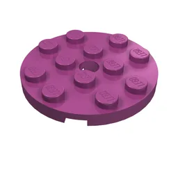 Plate Round 4 x 4 with Pin Hole / Magenta