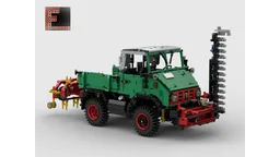 Unimog U411 green with band rake and cutter bar