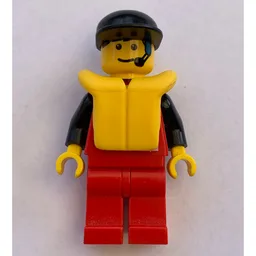 Marine Explorer, Red Shirt with Divers Logo, Red Legs, Black Cap, Yellow Life Vest, Headset