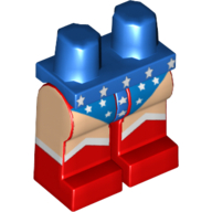 Lego Hips and Red Legs with Light Nougat Skin and Blue Short Swimsuit with White Stars Print / Blue