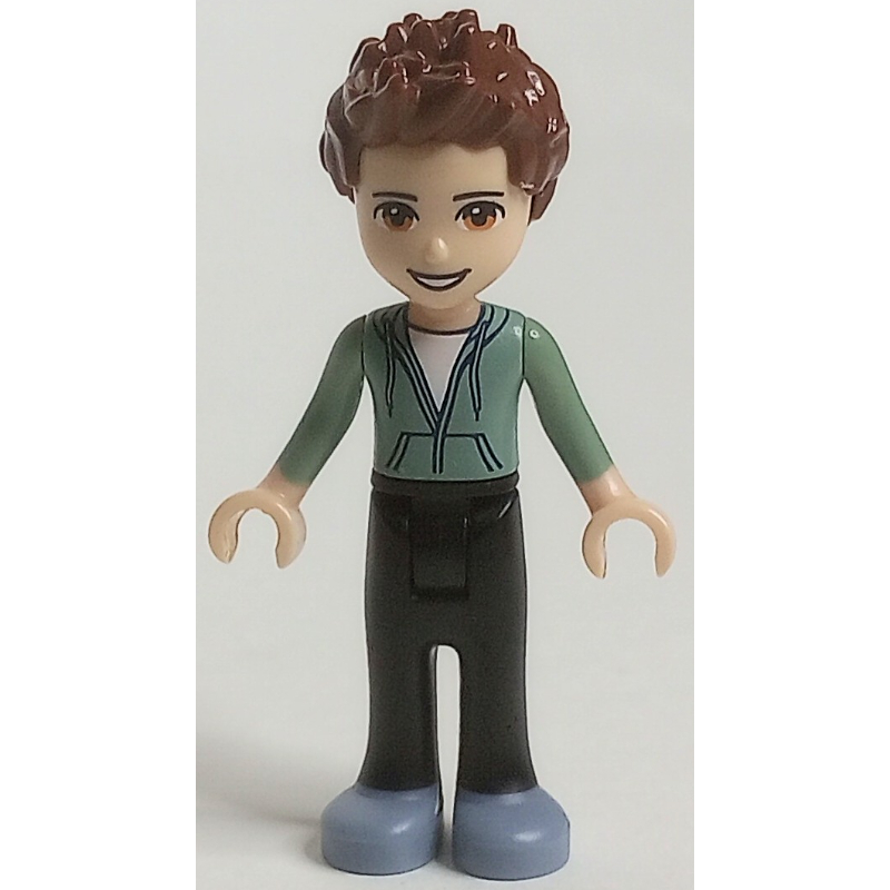 Lego Ethan - Sand Green Hoodie, Black Trousers, Open Mouth