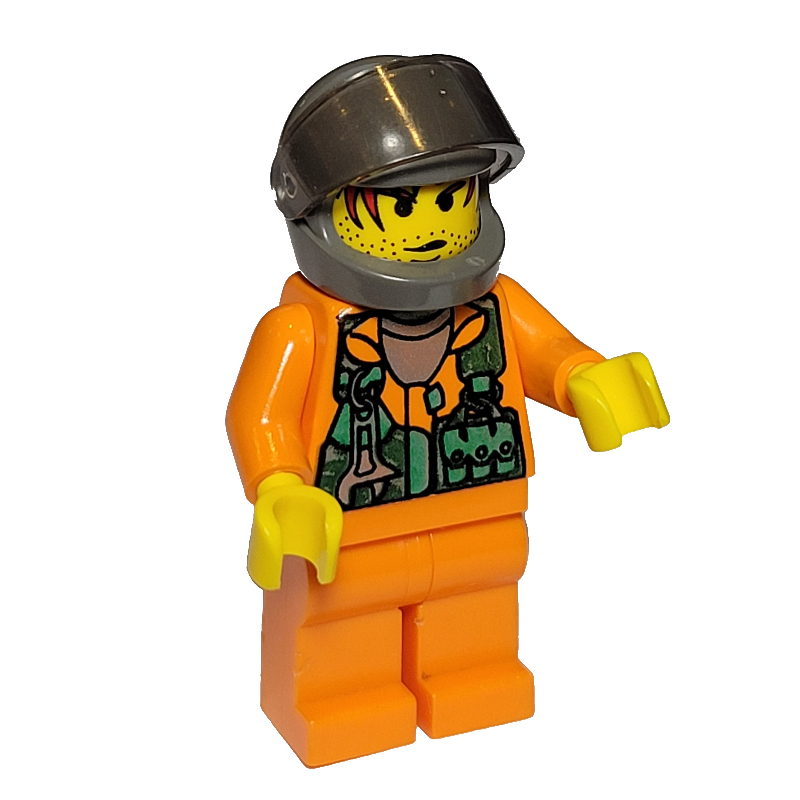 Lego Astronaut - Orange Torso and Legs, Tans-Black Visor, Male