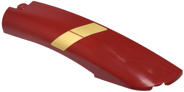 Lego Wedge 10 x 2 x 2 Right with Dark Orange Angled Line on Gold Background Pattern (Sticker) - Set 76210