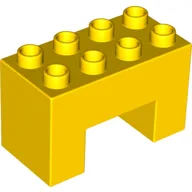 Duplo Brick 2 x 4 x 2 with 2 x 2 Square Arch / Yellow