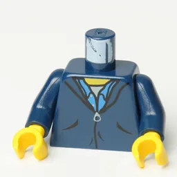 Torso, Jacket with Zipper and Blue Shirt Collar Print, Dark Blue Arms, Yellow Hands / Dark Blue