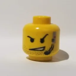 Minifig Head Dash, Open Mouth and Raised Eyebrow and Headset Print / Yellow