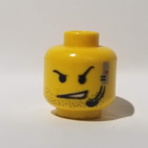 Lego Minifig Head Dash, Open Mouth and Raised Eyebrow and Headset Print / Yellow