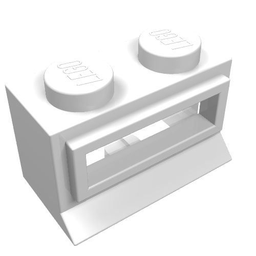 Lego Window 1 x 2 x 1, Extended Lip, Solid Stud [with Glass] / White